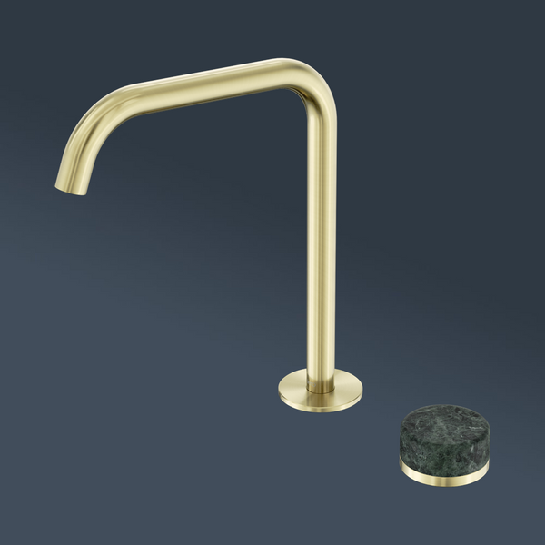 Nero Serenity Progressive Bath/Kitchen Mixer Edge Spout With Verde Alpi Handle Brushed Gold