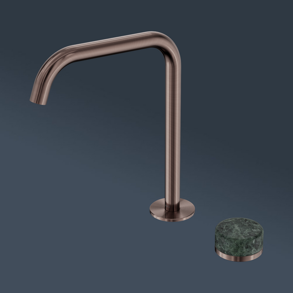 Nero Serenity Progressive Bath/Kitchen Mixer Edge Spout With Verde Alpi Handle Brushed Bronze