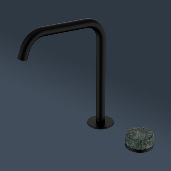 Nero Serenity Progressive Bath/Kitchen Mixer Edge Spout With Verde Alpi Handle Matte Black