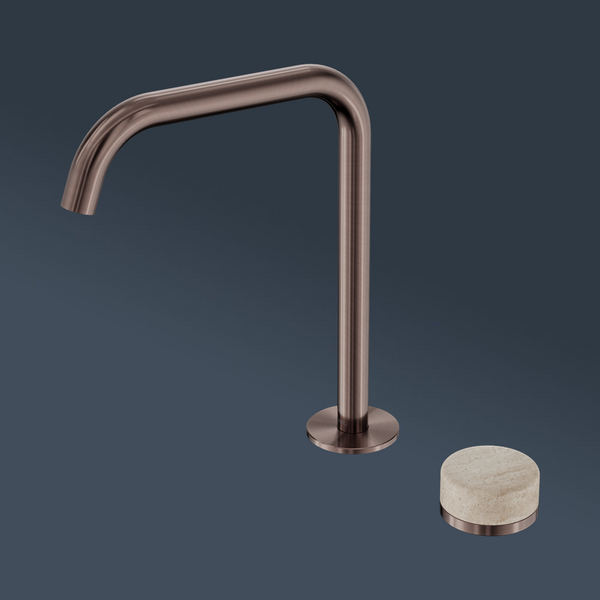Nero Serenity Progressive Bath/Kitchen Mixer Edge Spout With Rome Travertine Handle Brushed Bronze
