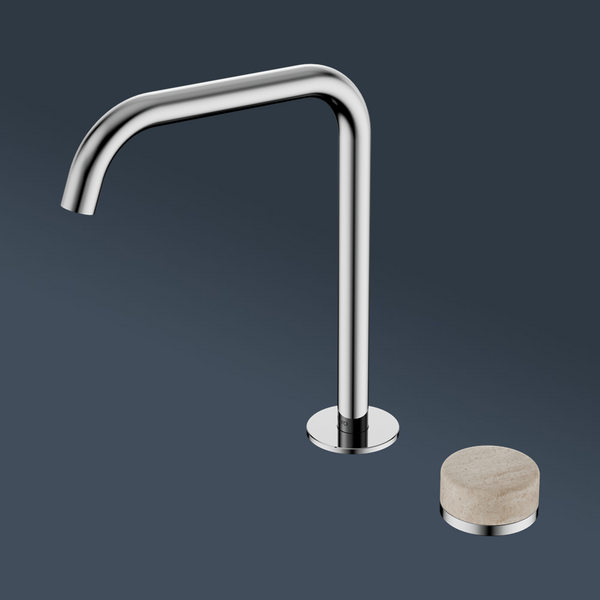 Nero Serenity Progressive Bath/Kitchen Mixer Edge Spout With Rome Travertine Handle Chrome