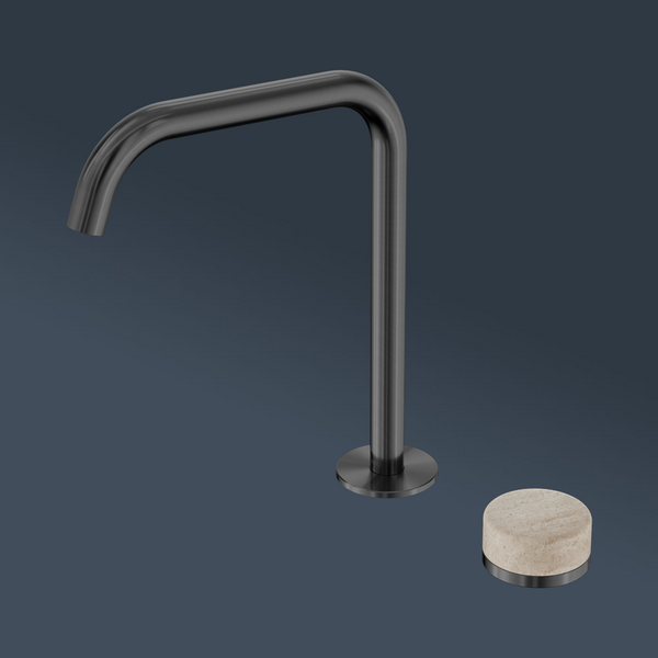 Nero Serenity Progressive Bath/Kitchen Mixer Edge Spout With Rome Travertine Handle Gunmetal