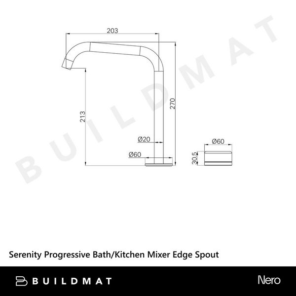 Nero Serenity Progressive Bath/Kitchen Mixer Edge Spout With Arabescato Corchia Handle Brushed Gold