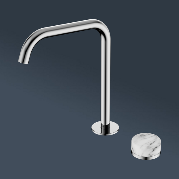 Nero Serenity Progressive Bath/Kitchen Mixer Edge Spout With Arabescato Corchia Handle Chrome