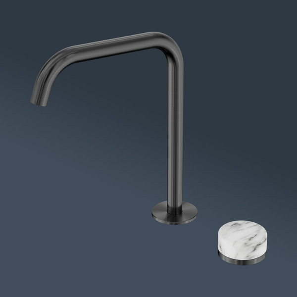 Nero Serenity Progressive Bath/Kitchen Mixer Edge Spout With Arabescato Corchia Handle Gunmetal