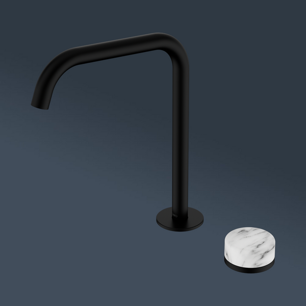 Nero Serenity Progressive Bath/Kitchen Mixer Edge Spout With Arabescato Corchia Handle Matte Black