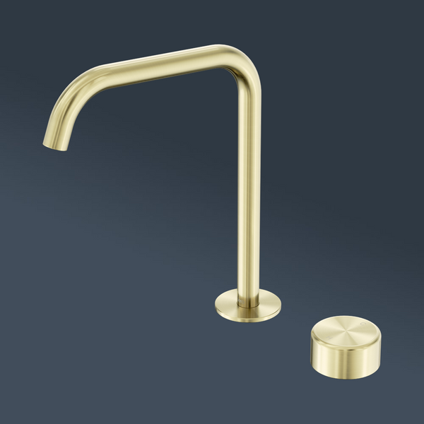 Nero Serenity Progressive Bath/Kitchen Mixer Edge Spout With Metal Handle Brushed Gold