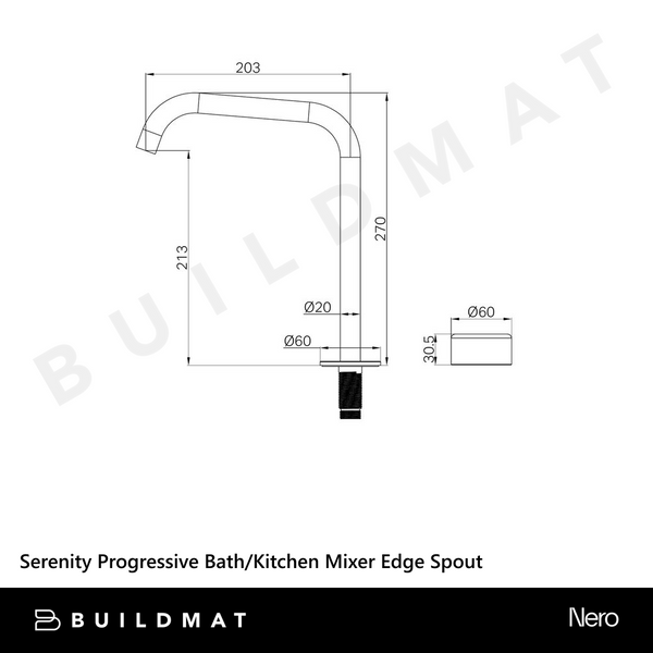 Nero Serenity Progressive Bath/Kitchen Mixer Edge Spout With Metal Handle Gunmetal