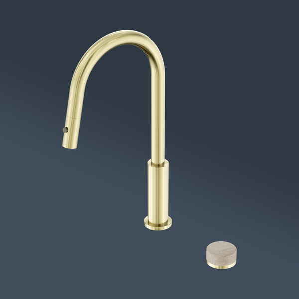 Nero Serenity Progressive Pull Out Kitchen Set With Rome Travertine Handle Brushed Gold
