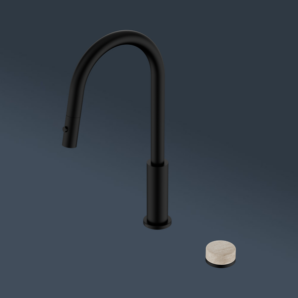 Nero Serenity Progressive Pull Out Kitchen Set With Rome Travertine Handle Matte Black