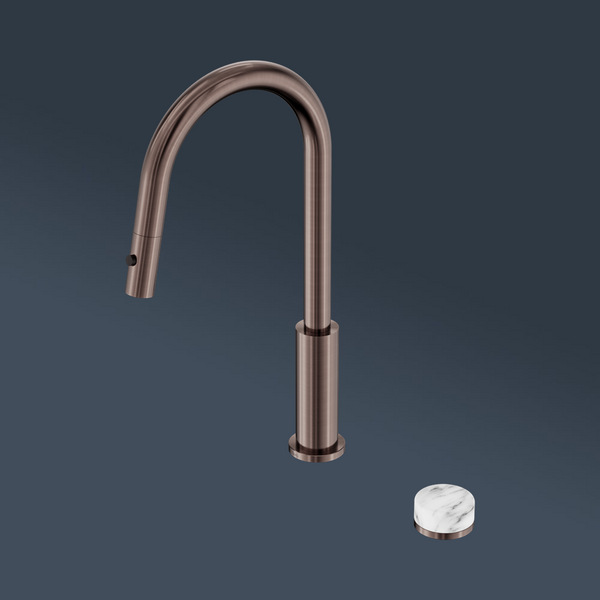 Nero Serenity Progressive Pull Out Kitchen Set With Arabescato Corchia Handle Brushed Bronze