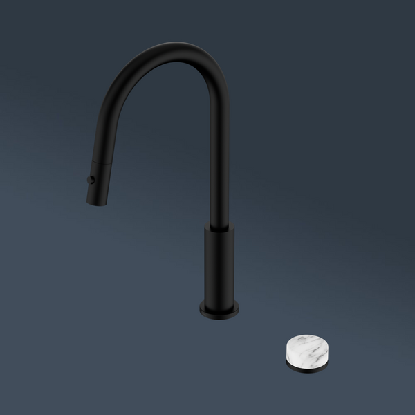 Nero Serenity Progressive Pull Out Kitchen Set With Arabescato Corchia Handle Matte Black