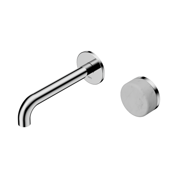 Nero Serenity Progressive Wall Basin Mixer 160mm Spout With Carrara Handle Chrome