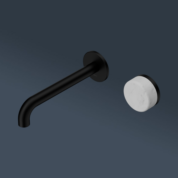 Nero Serenity Progressive Wall Basin Mixer 160mm Spout With Carrara Handle Matte Black