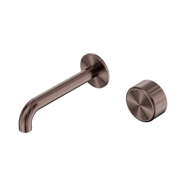 Nero Serenity Progressive Wall Basin Mixer 160mm Spout With Metal Handle Brushed Bronze