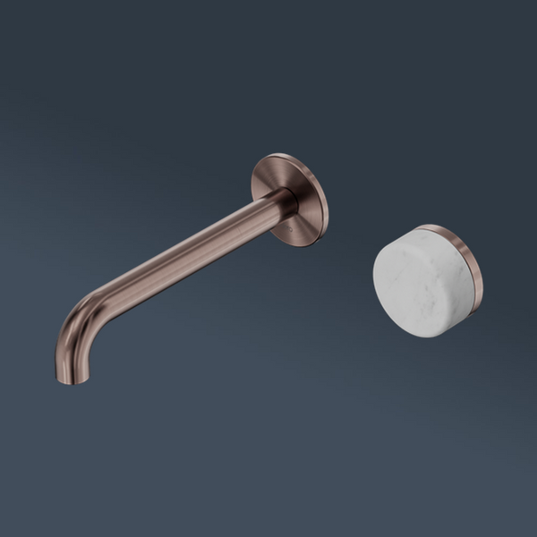 Nero Serenity Progressive Wall Basin Mixer 185mm Spout With Carrara Handle Brushed Bronze