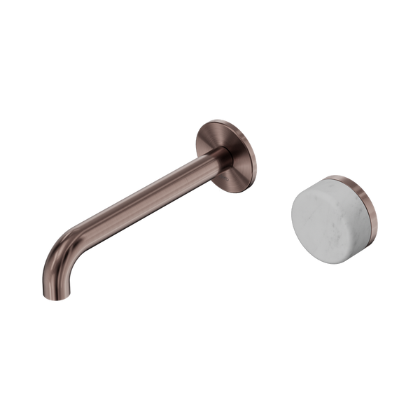 Nero Serenity Progressive Wall Basin Mixer 185mm Spout With Carrara Handle Brushed Bronze