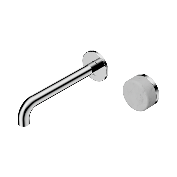 Nero Serenity Progressive Wall Basin Mixer 185mm Spout With Carrara Handle Chrome