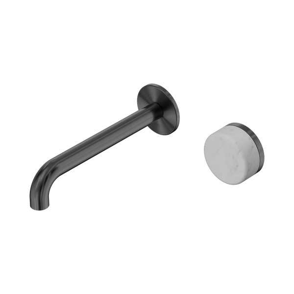 Nero Serenity Progressive Wall Basin Mixer 185mm Spout With Carrara Handle Gunmetal