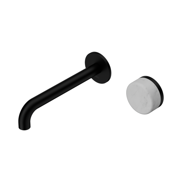 Nero Serenity Progressive Wall Basin Mixer 185mm Spout With Carrara Handle Matte Black