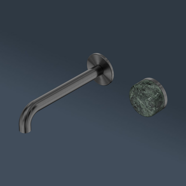 Nero Serenity Progressive Wall Basin Mixer 185mm Spout With Verde Alpi Handle Gunmetal
