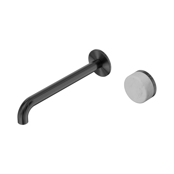 Nero Serenity Progressive Wall Basin Mixer 220mm Spout With Carrara Handle Gunmetal