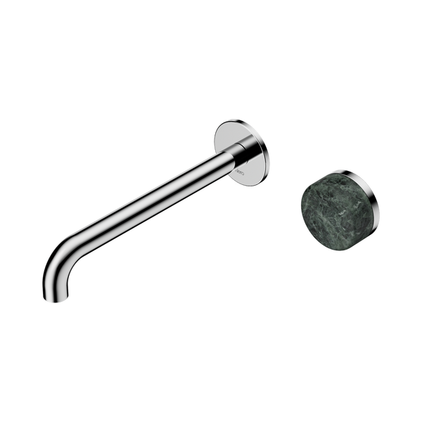 Nero Serenity Progressive Wall Basin Mixer 220mm Spout With Verde Alpi Handle Chrome