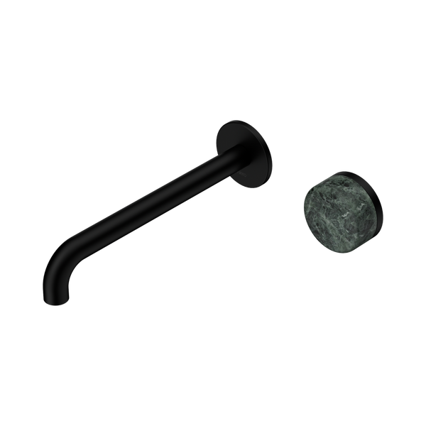 Nero Serenity Progressive Wall Basin Mixer 220mm Spout With Verde Alpi Handle Matte Black