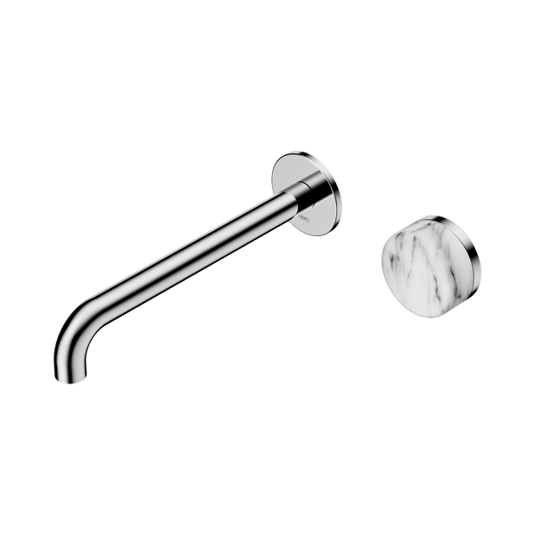 Nero Serenity Progressive Wall Basin Mixer 220mm Spout With Arabescato Corchia Handle Chrome
