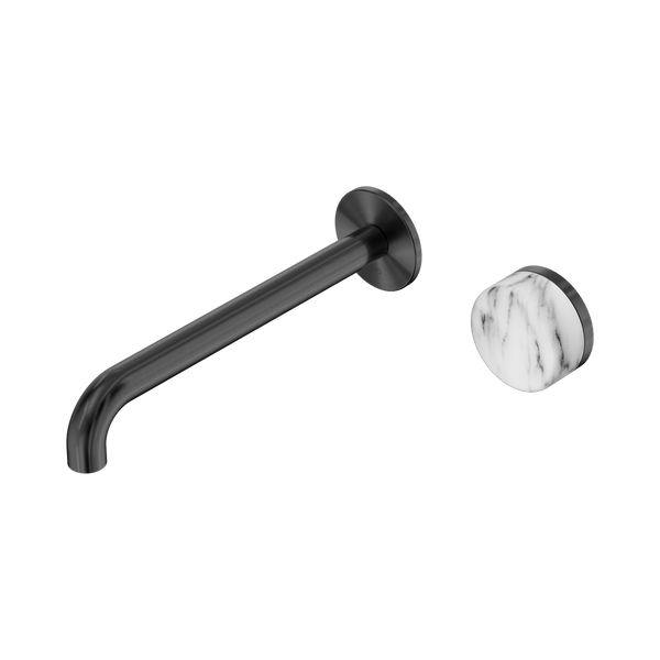 Nero Serenity Progressive Wall Basin Mixer 220mm Spout With Arabescato Corchia Handle Gunmetal