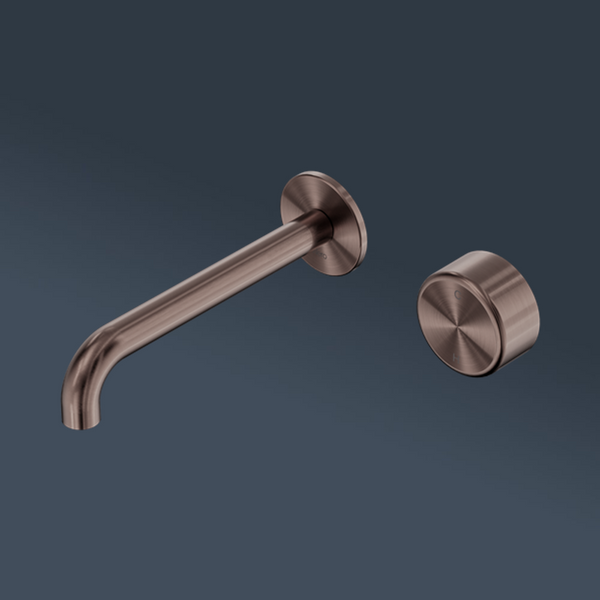 Nero Serenity Progressive Wall Basin Mixer 220mm Spout With Metal Handle Brushed Bronze
