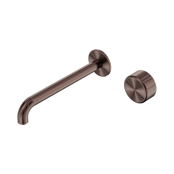 Nero Serenity Progressive Wall Basin Mixer 220mm Spout With Metal Handle Brushed Bronze