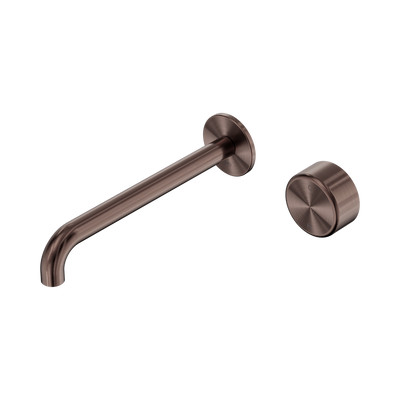 Nero Serenity Progressive Wall Basin Mixer 220mm Spout With Metal Handle Brushed Bronze