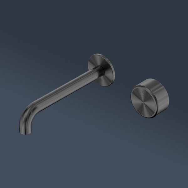 Nero Serenity Progressive Wall Basin Mixer 220mm Spout With Metal Handle Gunmetal