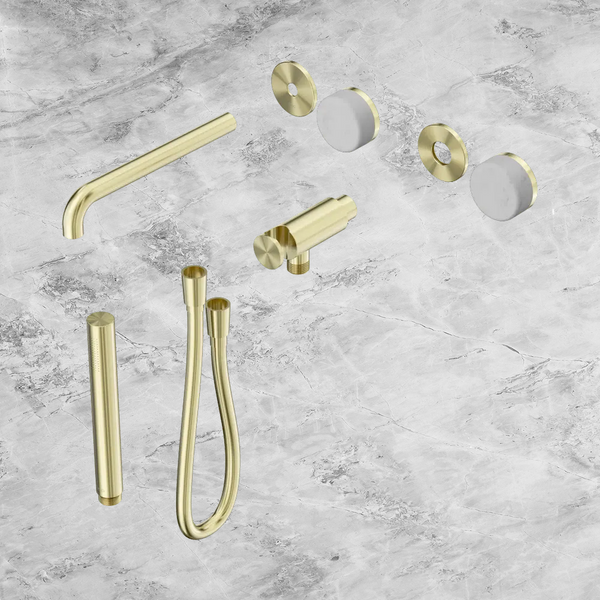 Nero Serenity Progressive Shower System with Spout with Carrara Handle and Slim Shower (Trim Kit Only) Brushed Gold