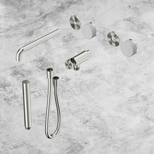 Nero Serenity Progressive Shower System with Spout with Carrara Handle and Slim Shower (Trim Kit Only) Brushed Nickel