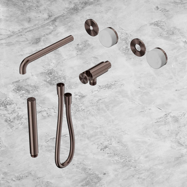 Nero Serenity Progressive Shower System with Spout with Carrara Handle and Slim Shower (Trim Kit Only) Brushed Bronze
