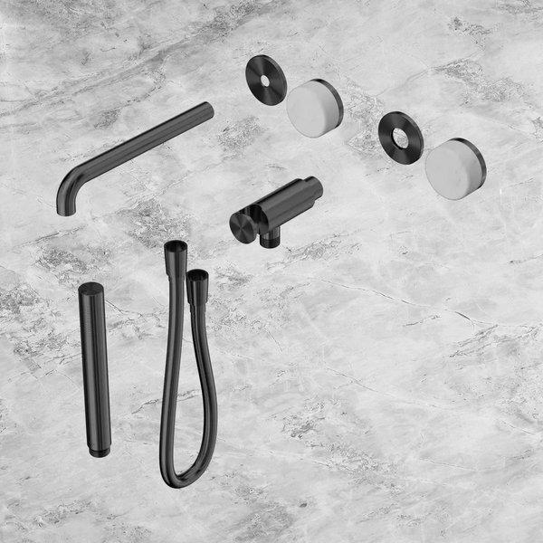 Nero Serenity Progressive Shower System with Spout with Carrara Handle and Slim Shower (Trim Kit Only) Gunmetal