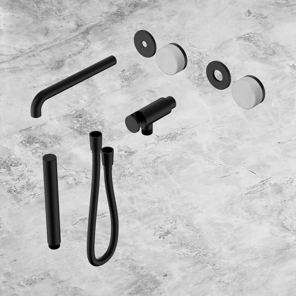 Nero Serenity Progressive Shower System with Spout with Carrara Handle and Slim Shower (Trim Kit Only) Matte Black