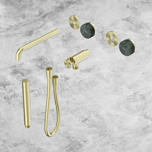 Nero Serenity Progressive Shower System with Spout with Verde Alpi Handle and Slim Shower (Trim Kit Only) Brushed Gold