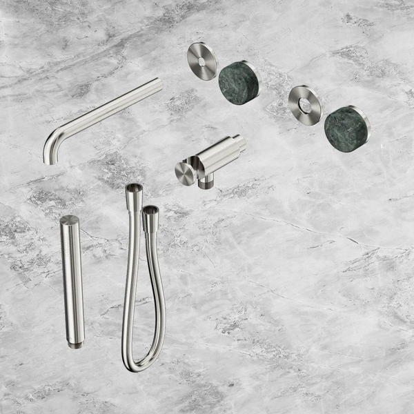 Nero Serenity Progressive Shower System with Spout with Verde Alpi Handle and Slim Shower (Trim Kit Only) Brushed Nickel