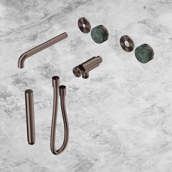 Nero Serenity Progressive Shower System with Spout with Verde Alpi Handle and Slim Shower (Trim Kit Only) Brushed Bronze