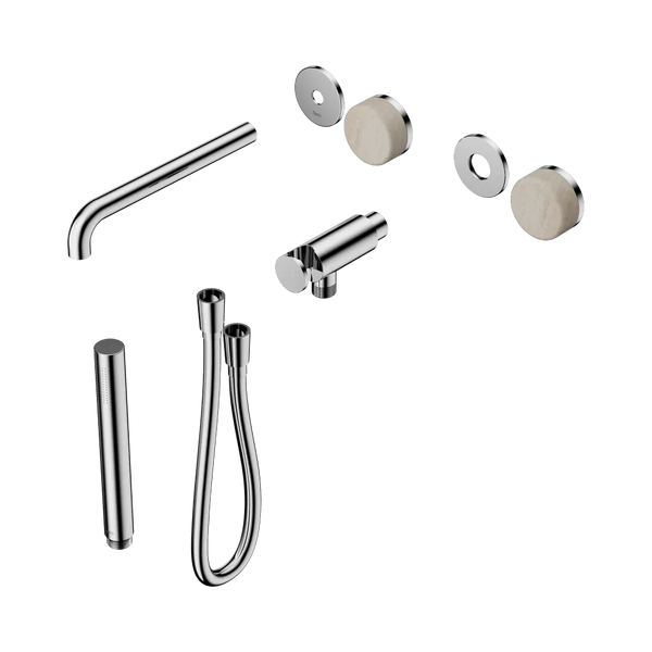 Nero Serenity Progressive Shower System with Spout with Rome Travertine Handle and Slim Shower (Trim Kit Only) Chrome