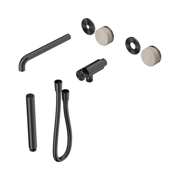 Nero Serenity Progressive Shower System with Spout with Rome Travertine Handle and Slim Shower (Trim Kit Only) Gunmetal