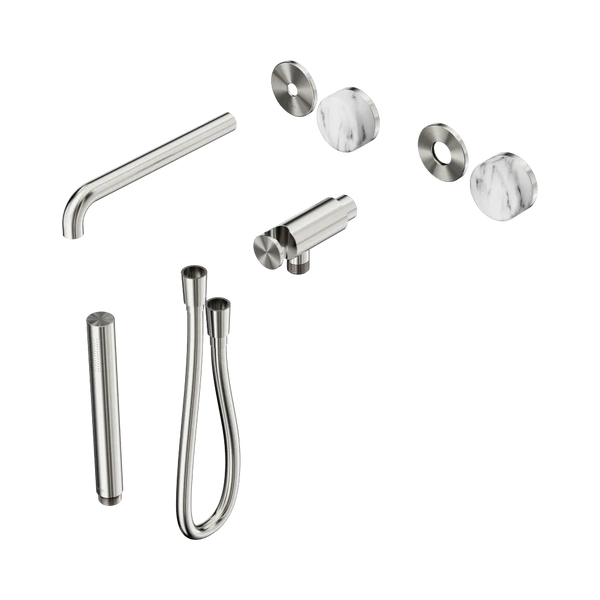 Nero Serenity Progressive Shower System with Spout with Arabescato Corchia Handle and Slim Shower (Trim Kit Only) Brushed Nickel