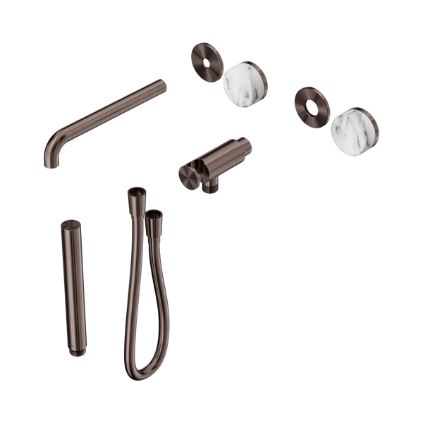 Nero Serenity Progressive Shower System with Spout with Arabescato Corchia Handle and Slim Shower (Trim Kit Only) Brushed Bronze