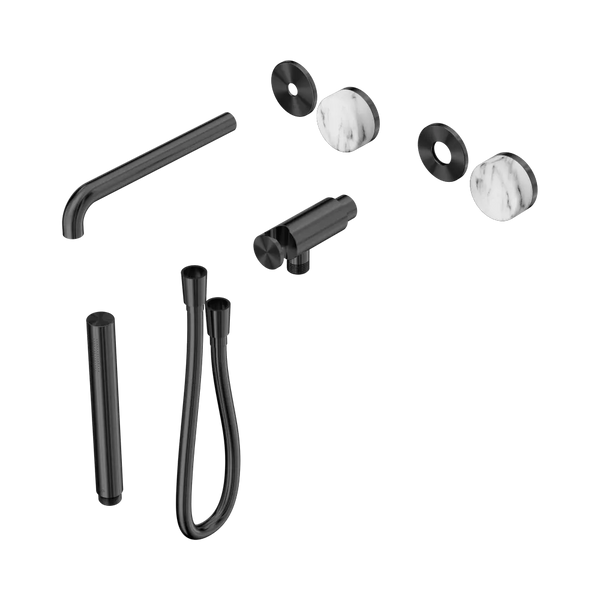 Nero Serenity Progressive Shower System with Spout with Arabescato Corchia Handle and Slim Shower (Trim Kit Only) Gunmetal