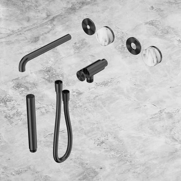 Nero Serenity Progressive Shower System with Spout with Arabescato Corchia Handle and Slim Shower (Trim Kit Only) Gunmetal
