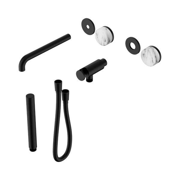 Nero Serenity Progressive Shower System with Spout with Arabescato Corchia Handle and Slim Shower (Trim Kit Only) Matte Black