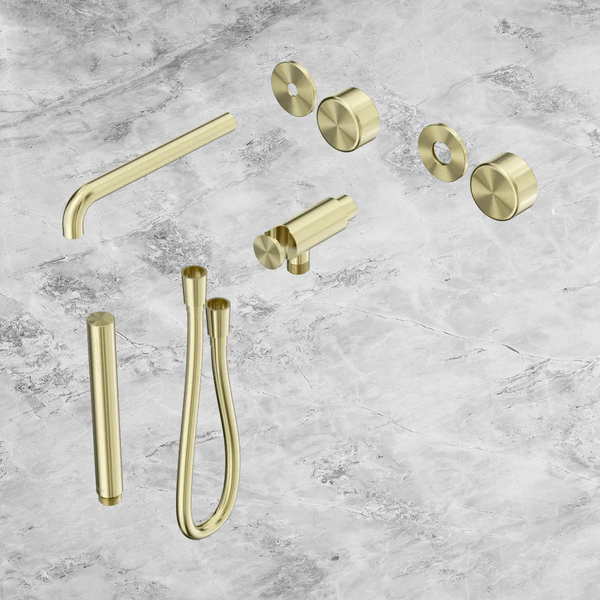Nero Serenity Progressive Shower System with Spout with Metal Handle and Slim Shower (Trim Kit Only) Brushed Gold